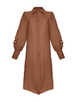 ATELIER HANDMADE EMBROIDERED MIDI DRESS CINNAMON BROWN