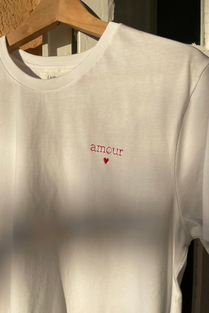 LIV T-SHIRT AMOUR WHITE (LIPSTIC RED)