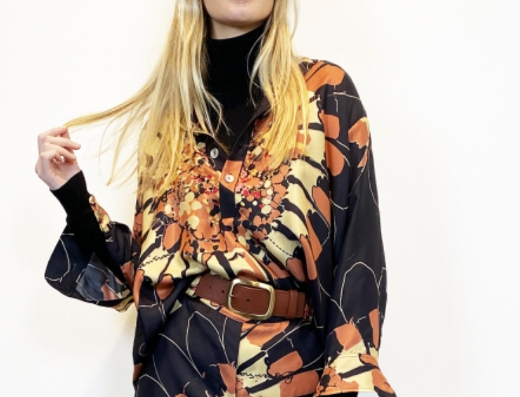 BE PARISIAN SILK SHIRT FLEURS SACREES