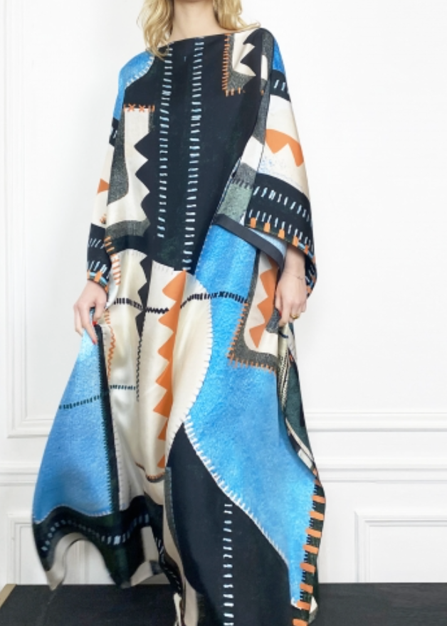 BE PARISIAN CAFTAN TWILL DE SOIE PATCHA BLUE