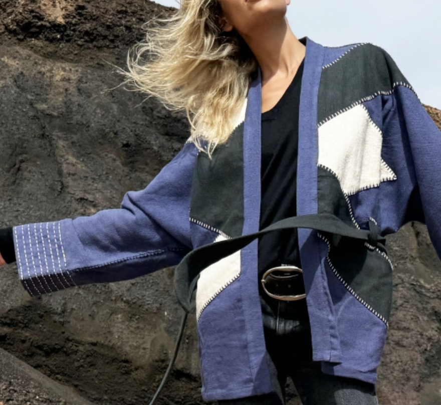 BE PARISIAN KIMONO JACQUARD ARDOISE