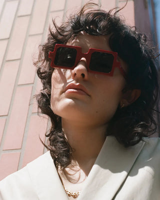 DELARGE MISQUARE RED-GREY SUNGLASSES