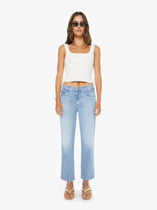 MOTHER THE MID RISE RAMBLER ZIP ANKLE FRAY BKK