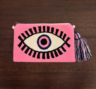 LE POM POM PINK BIG EYE CLUTCH