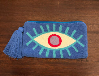 LE POM POM TURQUOISE & BLUE EYE CLUTCH