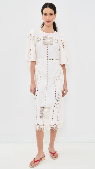 CAROLINA K VALENTINA DRESS OFF WHITE