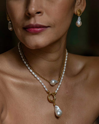 OCEANO JEWELS NECKLACE CALODYNE GOLD VERMEIL WHITE BAROQUE PEARL
