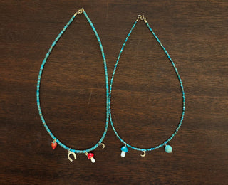 NATHALIA GUINOCHET TURQUOISE BRELOQUES CHAMPIGNON AND PENDANTS