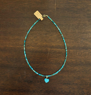 NATHALIA GUINOCHET TURQUOISE HEART NECKLACE