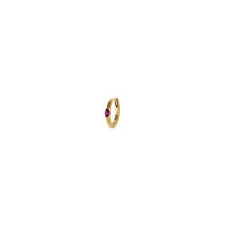 AND PARIS YELLOW GOLD CREOLE EARRINGS WITH MARQUISE RUBY INLAY