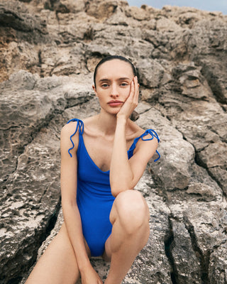 ALICIA SWIM CHERYL ONE-PIECE SWIMSUIT IN AZURE WAFFLE