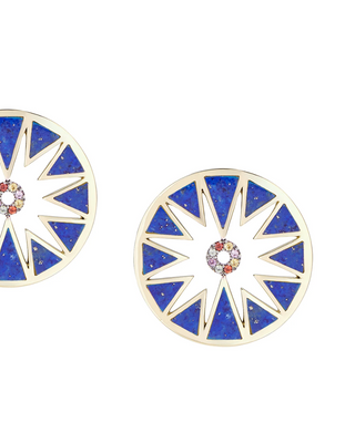 SAMANTHA TEA AURA EARRINGS LAPIS LAZULI & MULTI SAPPHIRES