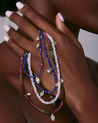 SAMANTHA TEA EYE OF MAGIC NECKLACE TOURMALINE BEADS