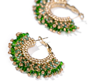 DEEPA GURNANI SIERRA EARRINGS EMERALD