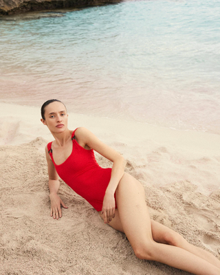 ALICIA SWIM STELLA COCO ONE-PIECE SWIMSUIT IN POPPY WAFFLE