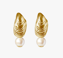 OCEANO JEWELS ILOT FLAMAND GOLD VERMEIL WHITE ROUND PEARLS
