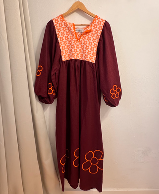 NINALEUCA FLORA BURGUNDY DRESS