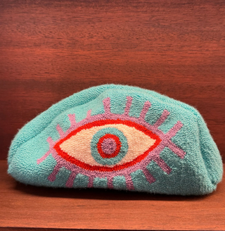 LE POM POM COSMETIC BAG BLUE AND PINK