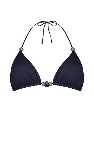 ALICIA SWIM EVA BEADS BIKINI TOP IN CAVIAR