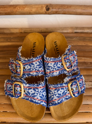 NINALEUCA LA GEMELLE SHOES BLUE & ARANCIO
