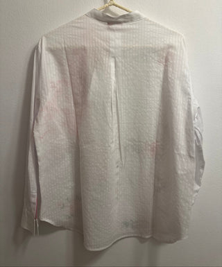 RELAX RE-LUX PETAL MANDARIN SHIRT WHITE + EMBROIDERY