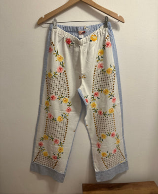 RELAX RE-LUX PJ PANTS WITH POCKETS AZURE + EMBROIDERY
