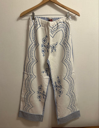 RELAX RE-LUX PJ PANTS WITH POCKETS NAVY + EMBROIDERY