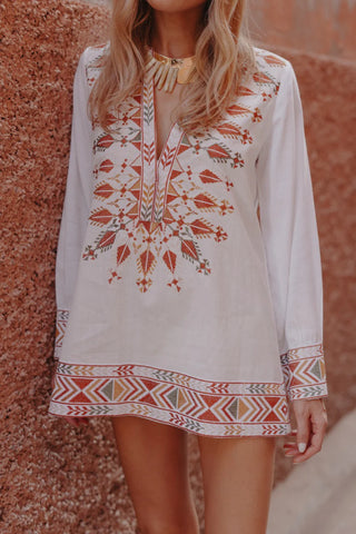 NATACHA & VANESSA DRESS NEVA WHITE/SAFRAN