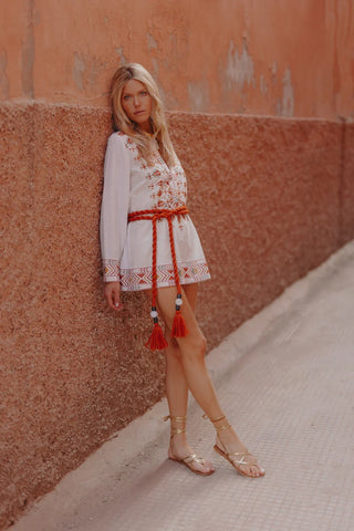 NATACHA & VANESSA DRESS NEVA WHITE/SAFRAN