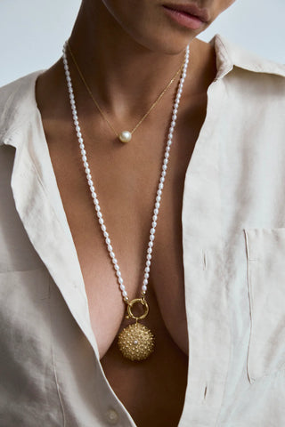OCEANO JEWELS ILE RONDE NECKLACE GOLD VERMEIL SOUTH SEA PEARL 11MM