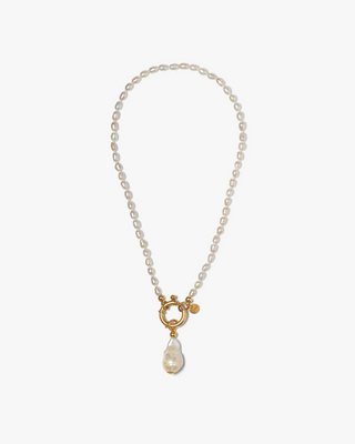 OCEANO JEWELS SURINAM NECKLACE GOLD VERMEIL 42CM + PENDANT WHITE BAROQUE PEARL