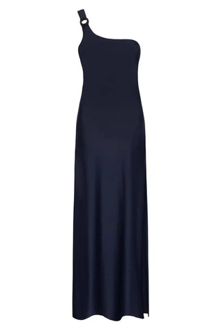 ALICIA SWIM SHALOM - ONE-SHOULDER BEACH DRESS IN CAVIAR