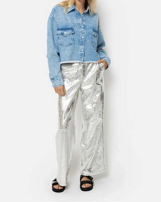 AME JULES SILVER WIDE PANTS WITH ELASTICATED WAIST