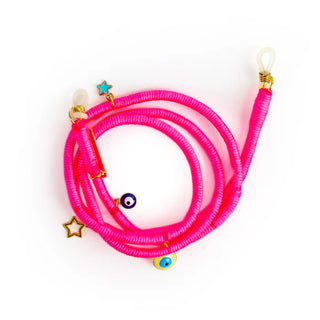 LE POM POM Neon Pink with charms Sunglasses Strap