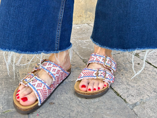 NINA LEUCA SANDALS M07 MELANGE ORANGE/BLUE