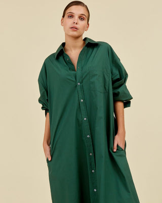 SEAMEHAPPY GEENAH SHIRT DRESS POPLIN UNI 317 DEEP DARK GREEN