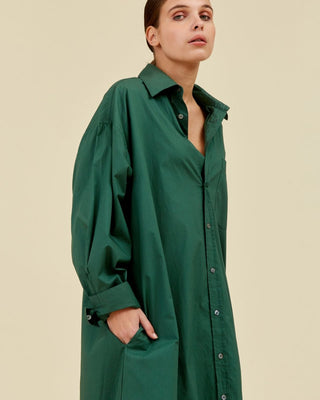 SEAMEHAPPY GEENAH SHIRT DRESS POPLIN UNI 317 DEEP DARK GREEN