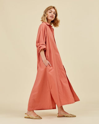 SEAMEHAPPY GEENAH SHIRT DRESS POPLIN UNI 603 TERRACOTTA