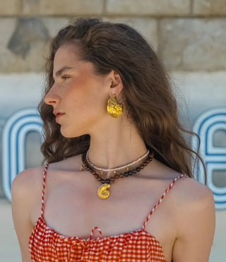 JLC STATEMENT PEARL SEASHELL NECKLACE