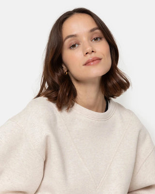 AME KIM MARLED IVORY SWEATSHIRT W/PUFF SLEEVES