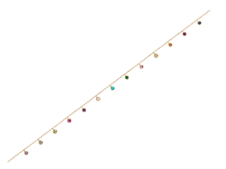 AND PARIS 18K YELLOW GOLD MULTI-STONE ANKLET WITH 13 STONES