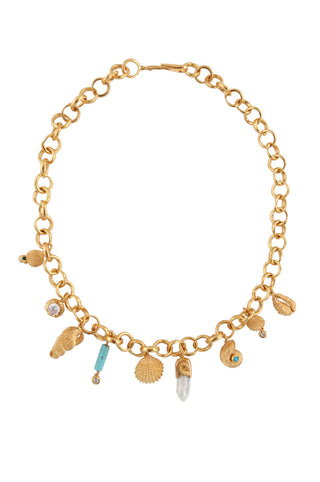 JLC MULTI CHAIN NECKLACE WITH SEASHELLS AND STONES