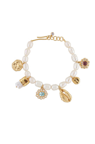 JLC PEARL BRACELET WITH DANGLING CHARMS