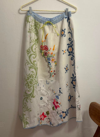 RELAX RE-LUX PETAL MAXI SKIRT EMBROIDERED COTTON