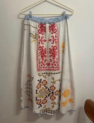 RELAX RE-LUX PETAL MAXI SKIRT EMBROIDERED COTTON