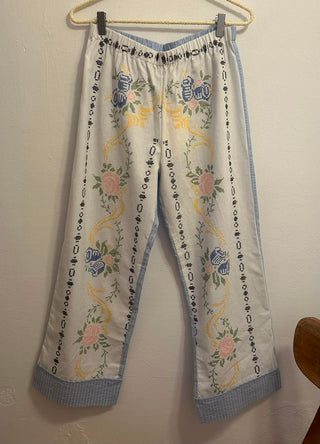 RELAX RE-LUX PJ PANTS WITH POCKETS AZURE + EMBROIDERY