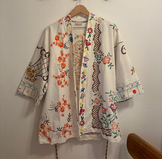 RELAX RE-LUX KIMONO JACKET EMBROIDERED COTTON