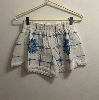 ORSINA BLUE ROSES SHORTS WHITE