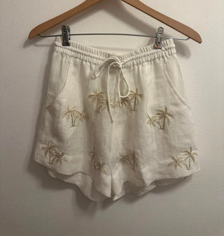 BENARAS THREADS PALM MINI SHORTS WHITE