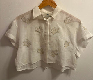 BENARAS THREAD CORAL BONDI SHIRT WHITE